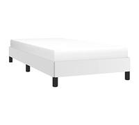 vidaXL Cadre de Lit Sommier à Lattes Lit Rembourré Cadre à Lattes Lit Simple Adulte Meuble de Chambre Intérieur Blanc 90x200 cm Similicuir