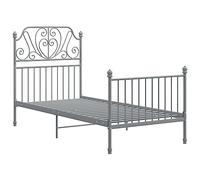 vidaXL Cadre de Lit Sommier à Lattes Lit Simple Adulte Cadre à Lattes Chambre à Coucher Maison Intérieur Gris Métal 90x200 cm