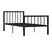 vidaXL Cadre de Lit Sommier à Lattes Lit Simple Adulte Cadre à Lattes sur Pied Chambre à Coucher Maison Intérieur Noir Métal 100x200 cm