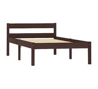 vidaXL Cadre de Lit Sommier à Lattes Lit Simple Lit Adulte Cadre à Lattes sur Pied Chambre à Coucher Maison Marron Foncé 100x200 cm Bois de Pin Massif
