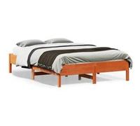 vidaXL Lit double Cadre en bois de pin massif 140x190 cm Marron Moderne Sommier à lattes sur pieds