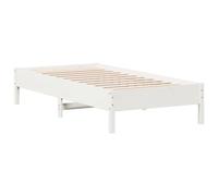 vidaXL Cadre de Lit, Sommier à Lattes sur Pieds, Lit Simple d'Intérieur, Lit Adulte, Meuble de Chambre à Coucher, Moderne, Blanc 90x190 cm Bois de Pin Massif