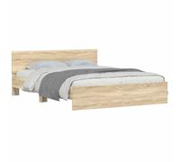 vidaXL Cadre de lit Sonoma 152 x 203 cm Bois d'ingénierie, Cadre de lit Moderne, avec tête de lit, Meuble Urbain, Gain de Place, Solide et Confortable pour la Chambre
