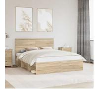 vidaXL Cadre de lit avec tête de lit Sonoma 160 x 200 cm Pin Massif, Chambre, Rectangulaire, Moderne, Durable, Éclairages stylés, Décor élégant, Mobilier Contemporain, Literie Confortable