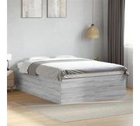 vidaXL Cadre de lit Sonoma Bois d'ingénierie 140x200 cm Sans matelas Gris/Marron
