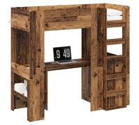 vidaXL Cadre de lit superposé avec bureau Bois ancien 100 x 200 cm