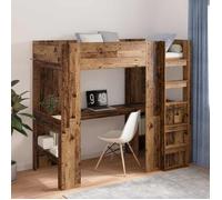 vidaXL Cadre de lit superposé avec bureau Bois ancien 90 x 190 cm 3410441