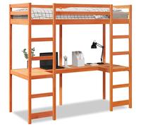 Cadre de lit superposé avec bureau 75x190 cm bois pin massif, cadre de lit mezzanine, cadre de lit de cabine, cadre de lit mezzanine simple
