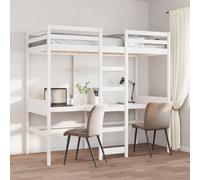 Lit Mezzanine avec Bureau et Étagères Cadre de Lit Enfant Chambre Pin vidaXL