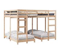 vidaXL Lit superposé triple 160 x 200 cm Marron en pin massif – Moderne, gain d'espace