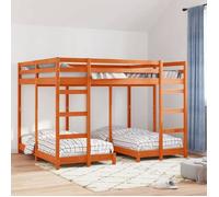vidaXL Cadre de lit superposé triple Marron cire 160 x 200 cm, Lit superposé moderne, structure en bois de pin, aménagement 3414563