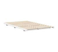 vidaXL Cadre de lit surélevé Blanc 120 x 200 cm Bois Massif en pin, Cadre de lit en Bois, pin Solide, Design Minimaliste, Profil Bas, Style Japandi, Meuble d'intérieur, esthétique scandinave