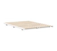 vidaXL Cadre de lit surélevé Blanc 140 x 200 cm Bois Massif en pin, Cadre de lit Moderne et stylé, Plateforme rectangulaire, Rangement Gain de Place, Meuble Chambre en Bois Minimaliste