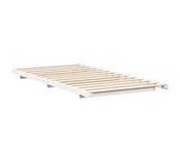 vidaXL Cadre de lit surélevé Blanc 90 x 200 cm Bois Massif en pin, Cadre de lit en Bois, pin Solide, Design Minimaliste, Profil Bas, Style Japandi, Meuble d'intérieur, esthétique scandinave