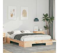 Vidaxl Cadre De Lit Surélevé Marron 140 X 190 Cm Bois Massif En Pin