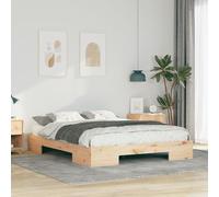 vidaXL Cadre de lit surélevé Marron 140 x 200 cm Bois massif en pin