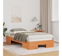 Vidaxl Cadre De Lit Surélevé Marron 90 X 200 Cm Bois Massif En Pin