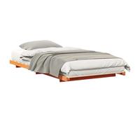 vidaXL Cadre de lit surélevé Marron Cire 100 x 210 cm, Cadre de lit en Bois, pin Solide, Design Minimaliste, Profil Bas, Style Japandi, Meuble d'intérieur, esthétique scandinave