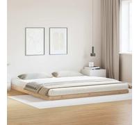 vidaXL Cadre de lit surélevé Naturel 200 x 210 cm Bois de pin Massif, Cadre de lit Moderne, Minimaliste pour Chambre, Design en pin Solide, Espace Zen, Chic et Pratique