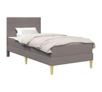 vidaXL Cadre de lit Taupe 90 x 200 cm Polyester, Chambre Chic, lit rectangulaire, Matelas en Mousse Confortable, Meuble en contreplaqué Solide, Design stylé