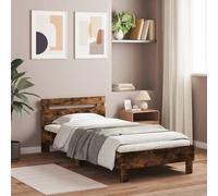 Vidaxl Cadre De Lit Tête De Lit Et Lumières Led Chêne Fumé 100x200 Cm Multicolore