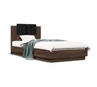 Vidaxl Cadre De Lit Tête De Lit Et Lumières Led Chêne Marron 90x200 Cm Multicolore