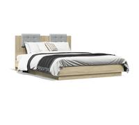 Vidaxl Cadre De Lit Tête De Lit Et Lumières Led Chêne Sonoma 140x200cm Multicolore