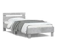 vidaXL Cadre de Lit Tête de Lit et Lumières LED, Lit Simple avec Sommier à Lattes, Lit Adulte, Meuble de Chambre, Moderne, 838711 Gris G