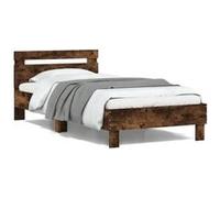 vidaXL Cadre de Lit Tête de Lit et Lumières LED, Lit Simple avec Sommier à Lattes, Lit Adulte, Meuble de Chambre, Moderne, 838712 Marron G