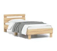 vidaXL Cadre de Lit Tête de Lit et Lumières LED, Lit Simple avec Sommier à Lattes, Lit Adulte, Meuble de Chambre, Moderne, 838752
