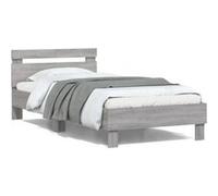 vidaXL Cadre de Lit Simple Avec Tête de Lit et Lumières LED, Sommier à Lattes, Adulte, Meuble de Chambre Moderne, Sonoma Gris 100x200 cm