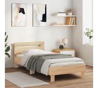 vidaXL Cadre de Lit Tête de Lit et Lumières LED, Lit Simple avec Sommier à Lattes, Lit Adulte, Meuble de Chambre, Moderne, 838752