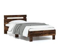 vidaXL Cadre de Lit Tête de Lit et Lumières LED, Lit Simple avec Sommier à Lattes, Lit Adulte, Meuble de Chambre, Moderne, 838754