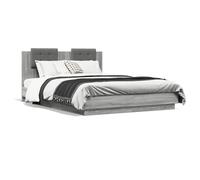 vidaXL Bedframe met hoofdbord en LED grijs sonoma eiken 140x200 cm3210015 Gris G