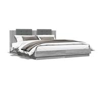 Vidaxl Cadre De Lit Tête De Lit Et Lumières Led Sonoma Gris 200x200 Cm Multicolore