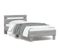 Lit Simple vidaXL Cadre de Lit Tête de Lit et Lumières LED, Meuble de Chambre, Moderne, Sonoma Gris 90x190 cm