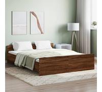 vidaXL Structure de lit avec tête de lit en chêne marron 160 x 200 cm