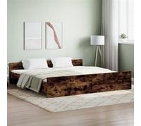 vidaXL Cadre de lit tête de lit et pied de lit chêne fumé 180x200 cm 3203772 Marron G