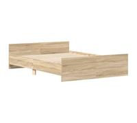 VidaXL Cadre de Lit Tête de Lit et Pied de Lit, Lit Double avec Sommier à Lattes, Meuble de Chambre Moderne, Chêne Sonoma 135x190 cm