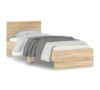 vidaXL Cadre de Lit Tête de Lit, Lit Simple avec Sommier à Lattes, Lit Adulte, Meuble de Chambre, Moderne, Chêne Sonoma 90x190 cm Bois Ingénierie
