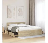 vidaXL Cadre de lit 160x200 cm avec tête de lit Chêne Sonoma