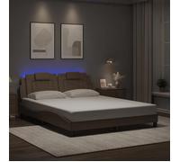 vidaXL Cadre de lit avec lumières LED cappuccino 160x200 cm similicuir
