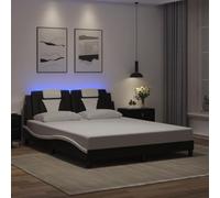 Bedframe met LED-verlichting kunstleer zwart en wit 160x200 cm3214034
