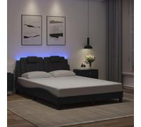 vidaXL Cadre de lit Viana avec LED sans Matelas, Lit Rembourré avec Coussin, Lit Double, Lit Adulte Chambre, Moderne, Noir 140x200 cm