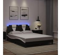 vidaXL Cadre de lit Viana avec LED sans Matelas, Lit Rembourré avec Coussin, Lit Double, Lit Adulte Chambre, Moderne, Noir Blanc 140x190 cm