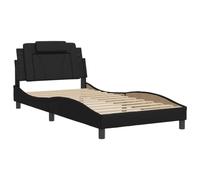 vidaXL Cadre de lit Viana avec LED sans Matelas, Lit Rembourré avec Coussin, Lit Simple, Lit Adulte Chambre, Moderne, Noir 100x200 cm