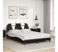Vidaxl Cadre De Lit Et Tête De Lit Noir Et Blanc 140x200 Cm Similicuir Multicolore