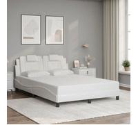 vidaXL Cadre de Lit Viana sans Matelas, Lit Rembourré avec Coussin, Lit Double, Lit Adulte Chambre, Moderne, Blanc 140x190 3208090