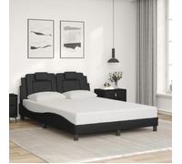 vidaXL Cadre de Lit Viana sans Matelas, Lit Rembourré avec Coussin, Lit Double, Lit Adulte Chambre, Moderne, Noir 140x200 cm