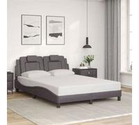 Vidaxl Cadre De Lit Avec Tête De Lit Gris 140x200 Cm Similicuir Gris
